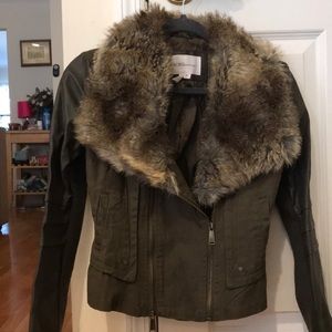 BCBG Generation faux fur moto jacket